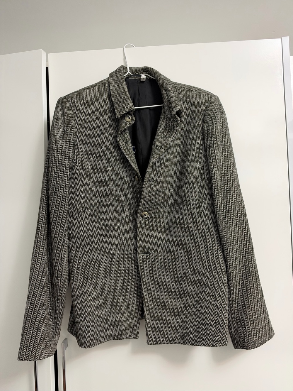 Vintage Men's Herringbone Blazer Coat - Gray